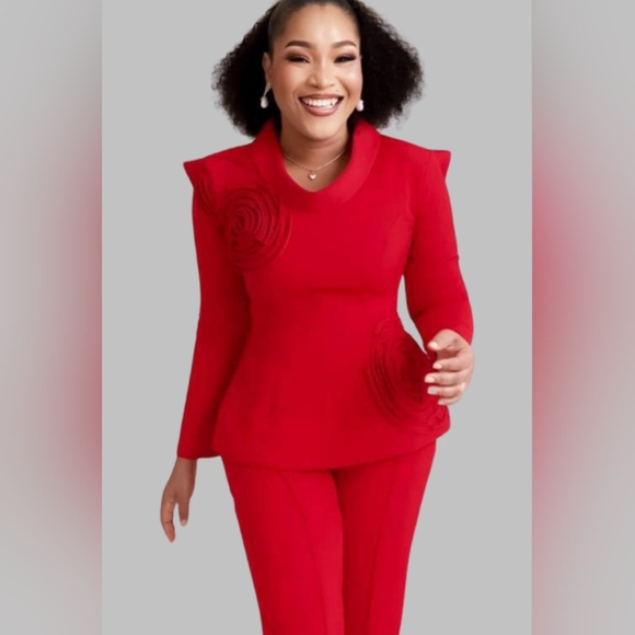 NWT - 2 Piece Stylish Red Pants Set - Picture 1 of 2